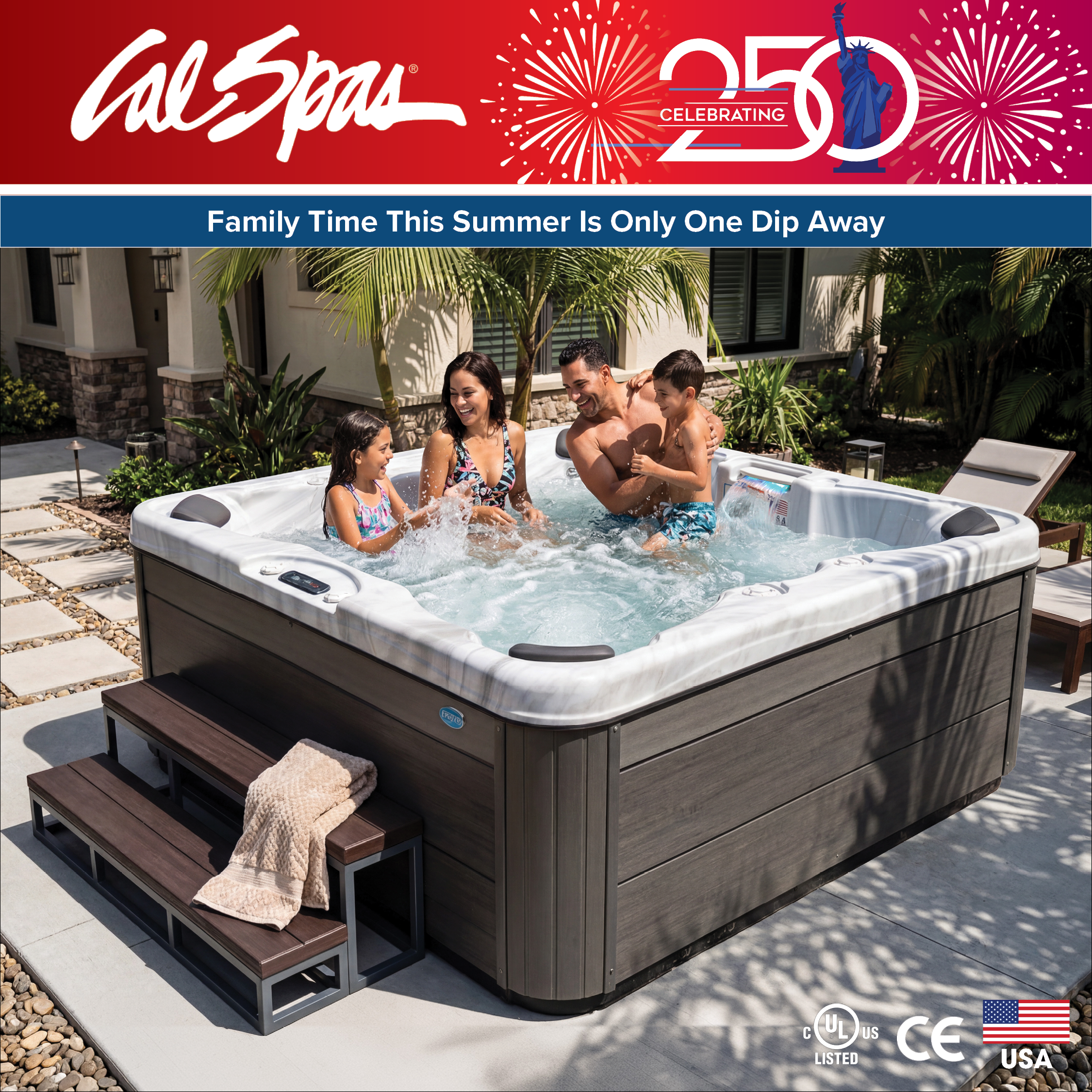 Calspas hot tub being used in a family setting - San Leandro